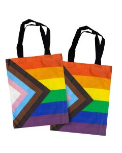 LGBTQIA+ Pride Progress Flag Cotton Tote Bag