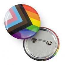LGBTQIA+ Pride Progress Flag Button Badge