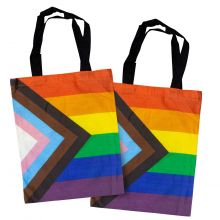 LGBTQIA+ Pride Progress Flag Cotton Tote Bag