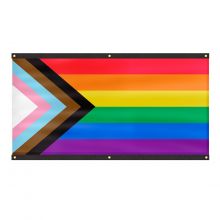 LGBTQIA+ Progress Flag W/ Eyelets